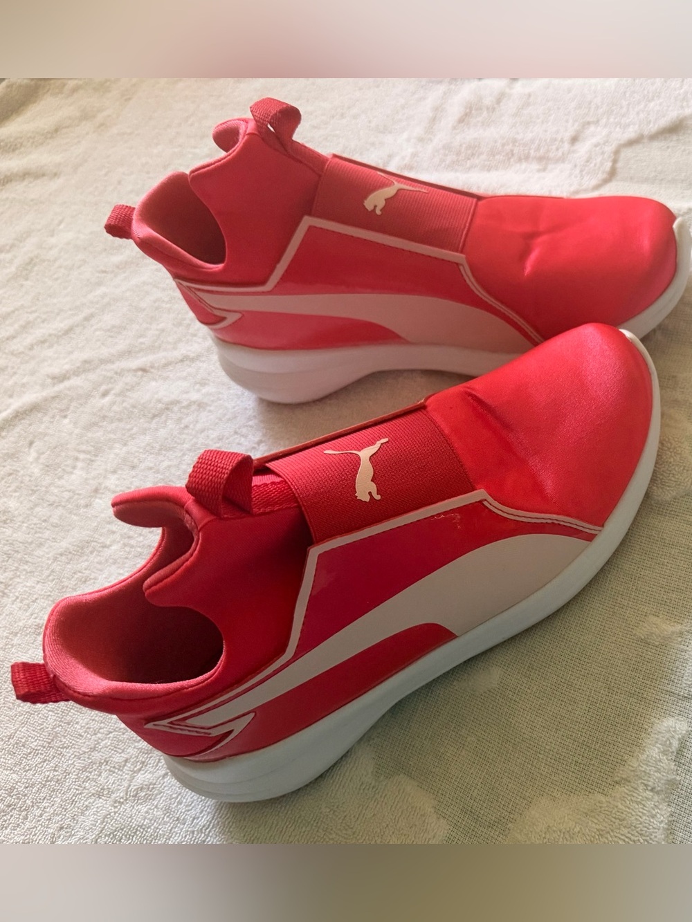 Puma Kids Red Slip-On Sneakers with White Accents